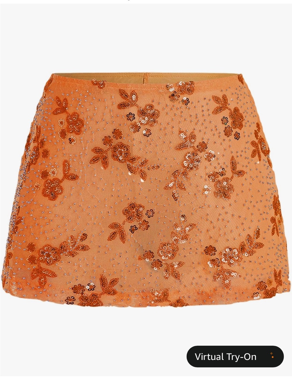 Embellished Orange Mini Skirt